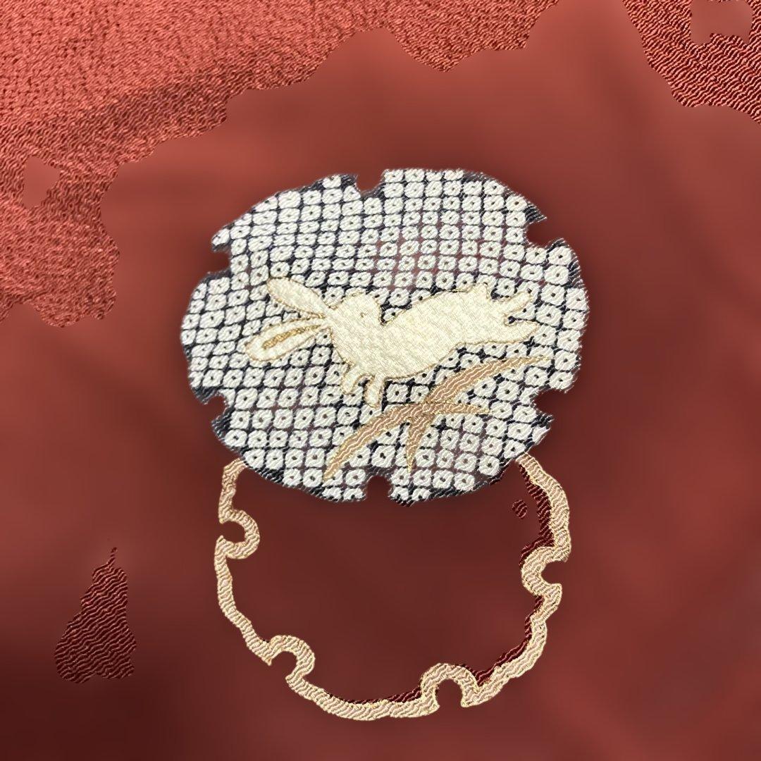 美品３点セット うさぎ小紋&相良刺繍名古屋帯&新品帯締め トールサイズ