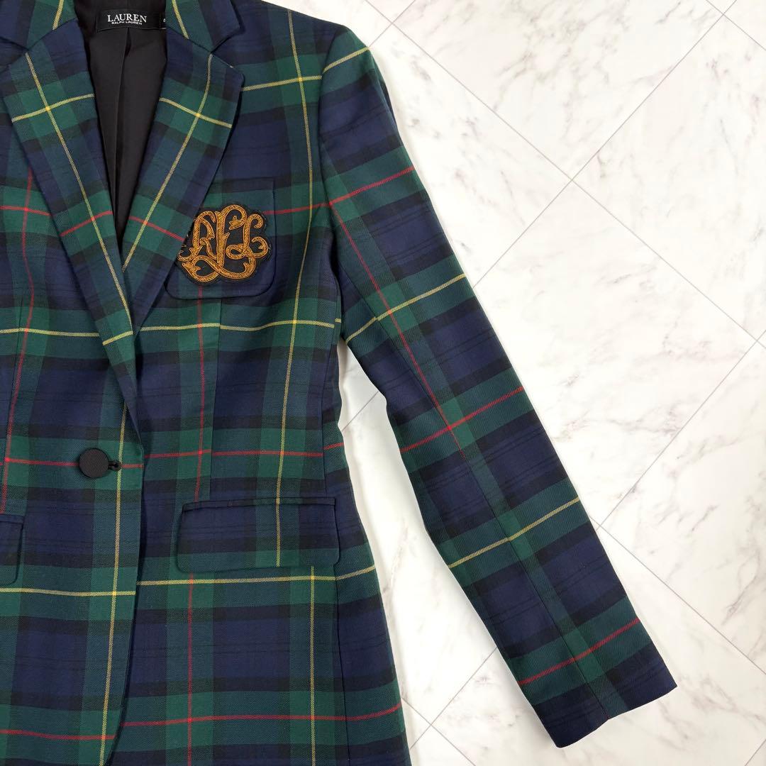 【ローレンラルフローレン】テーラードジャケット　ブリオン刺繍　洗える　チェック