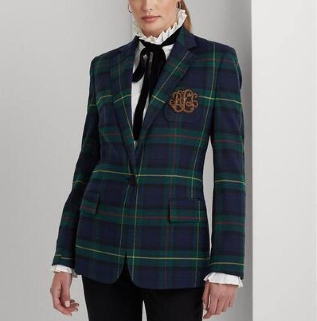 【ローレンラルフローレン】テーラードジャケット　ブリオン刺繍　洗える　チェック