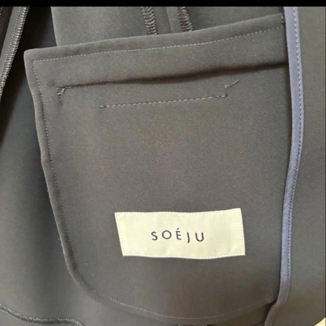 soeju ソージュ　ストレッチファインノーカラージャケット　M ネイビー