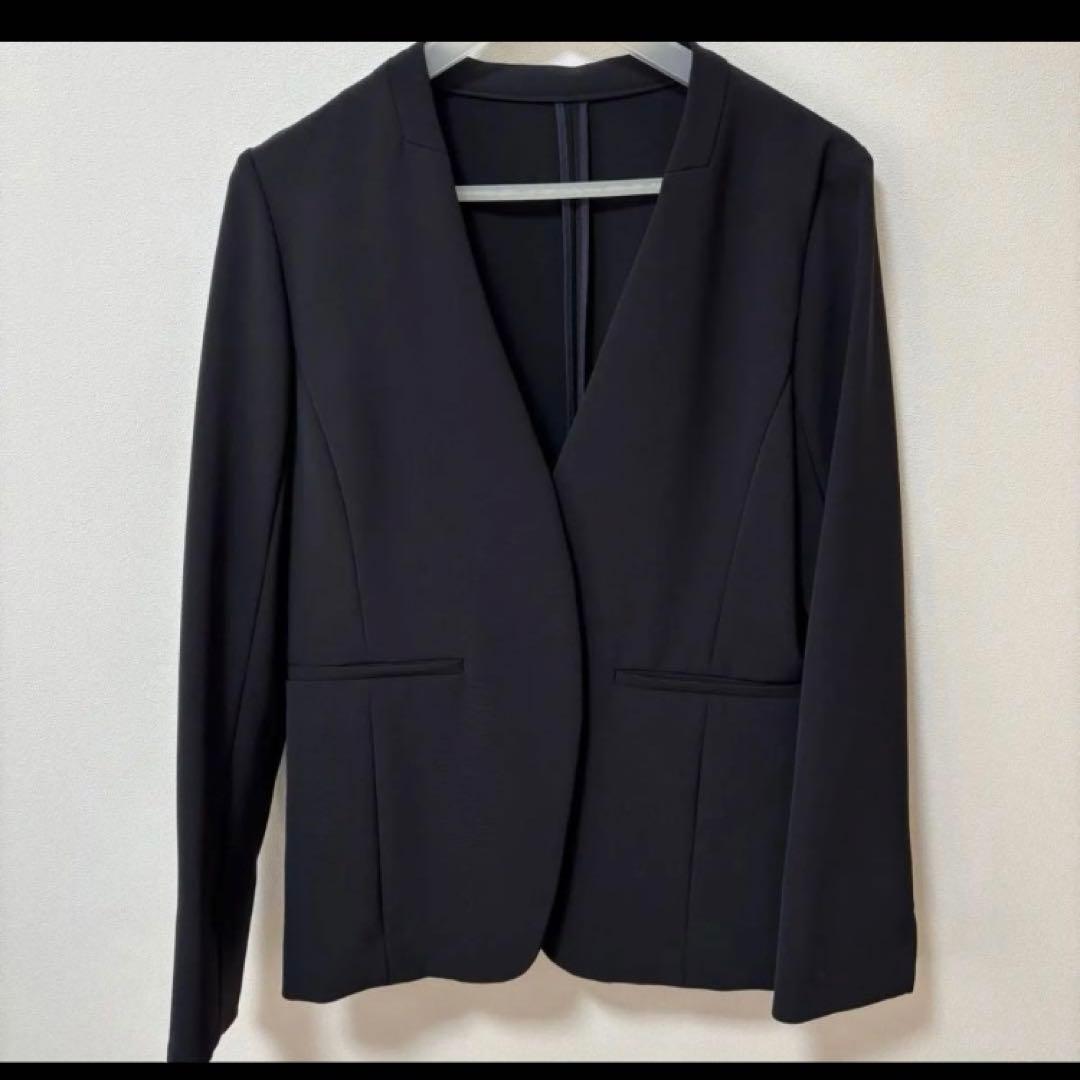 soeju ソージュ　ストレッチファインノーカラージャケット　M ネイビー