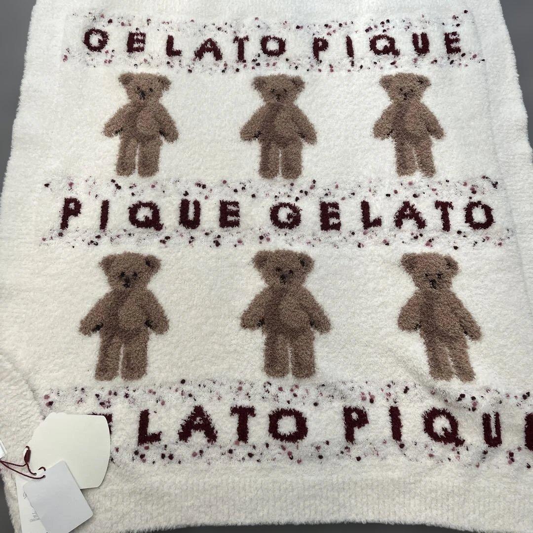 タグ付き　ジェラートピケ　ブランケット　くま