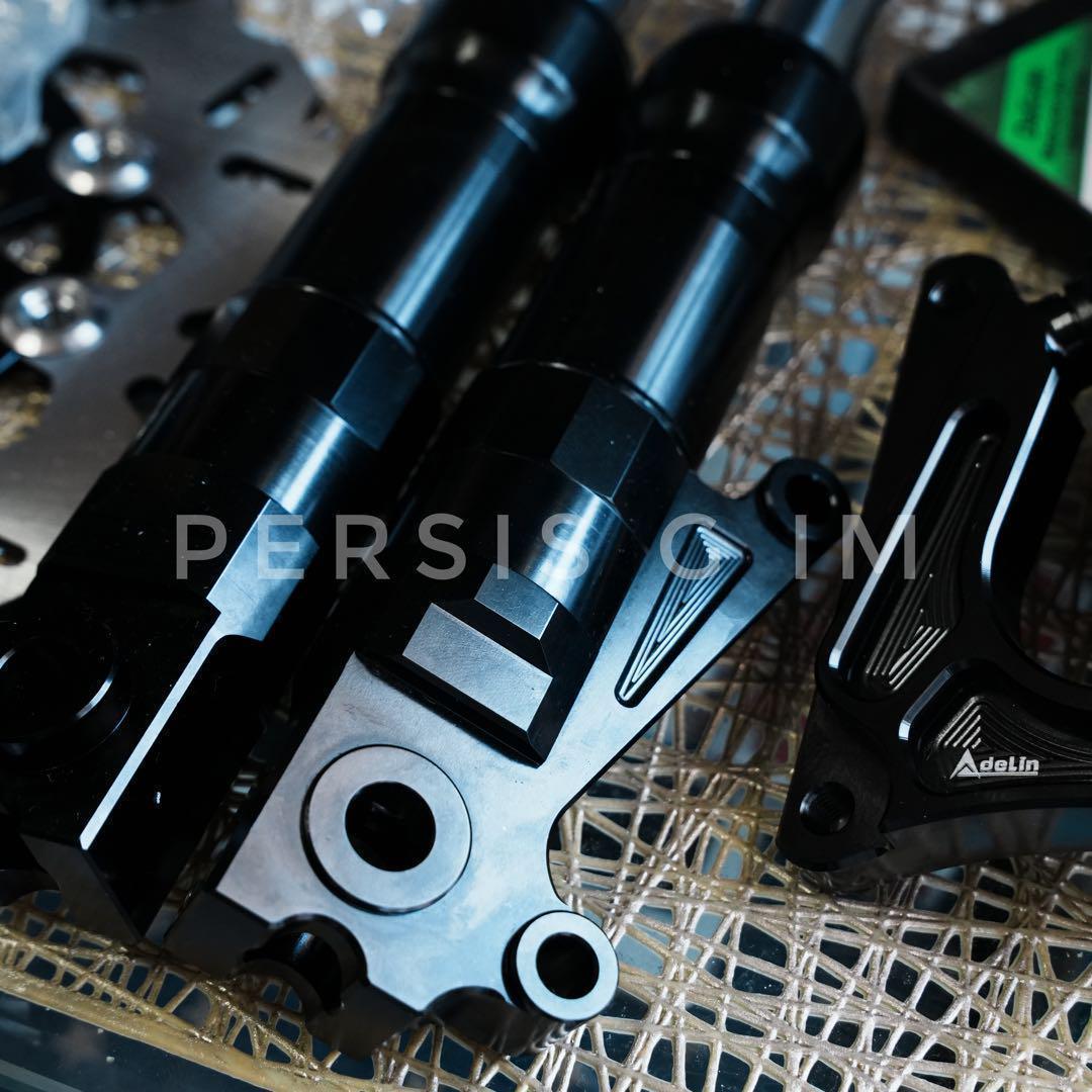 ズーマーやdioに フロントディスク化キット 黒 ブラック フォーク キャリパー