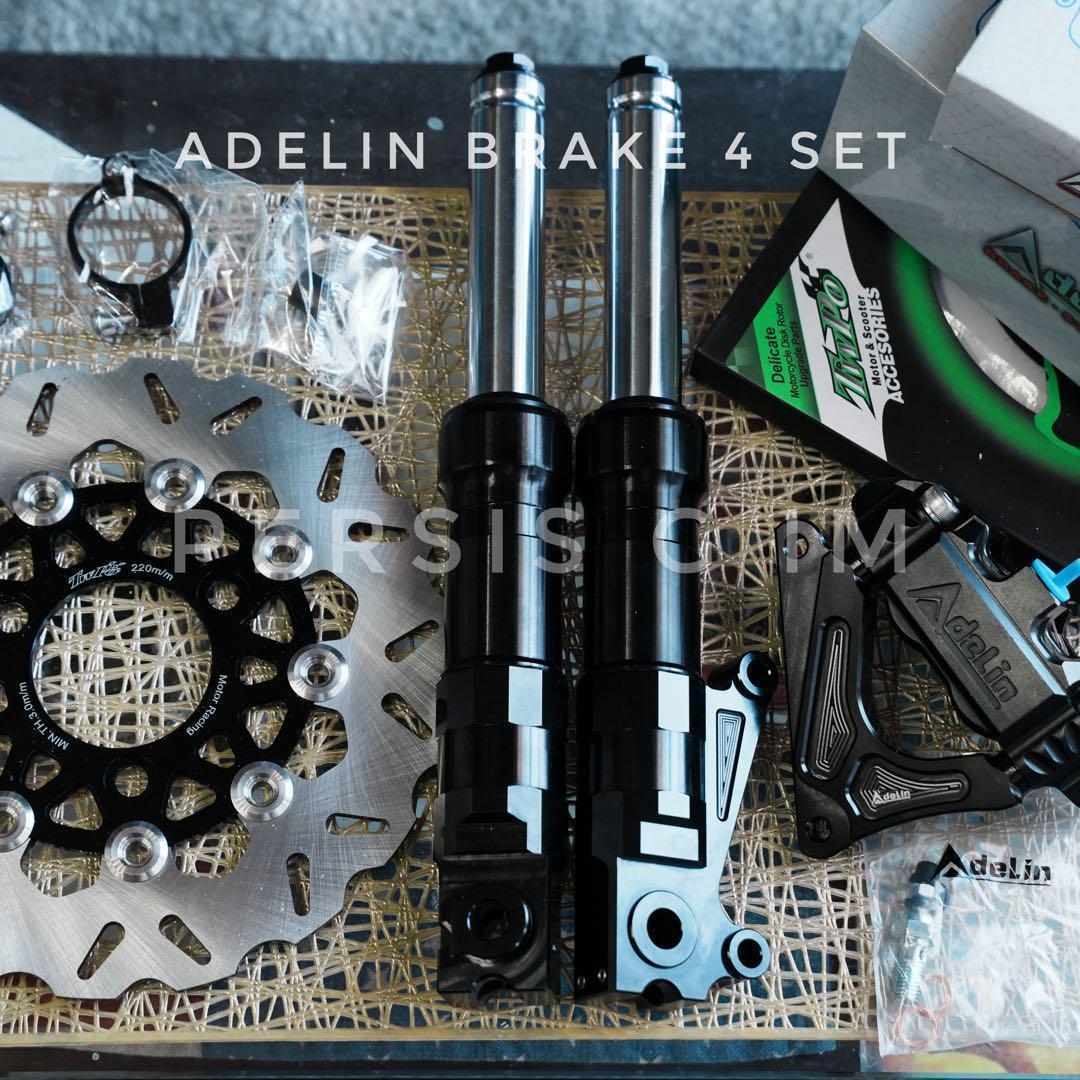 ズーマーやdioに フロントディスク化キット 黒 ブラック フォーク キャリパー