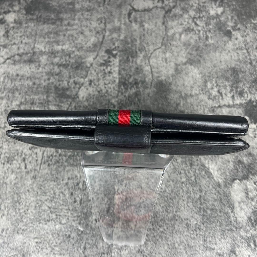 GUCCI グッチ GGキャンバス レザー シェリーライン 長財布 ブラック