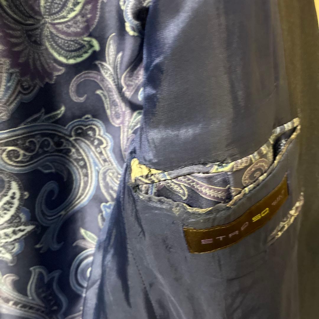 エトロ　ネイビー テーラードジャケット