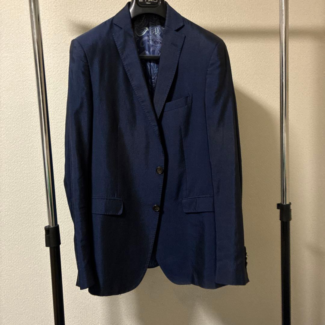 エトロ　ネイビー テーラードジャケット
