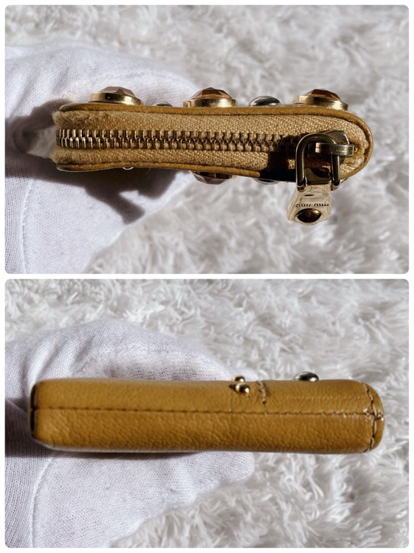 激レア✨ミュウミュウ　ケース　スタッズ　ビジュー　ラインストーン　黄色