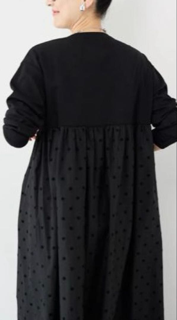 PLUS OTO.HA フロッキードット切替ワンピース