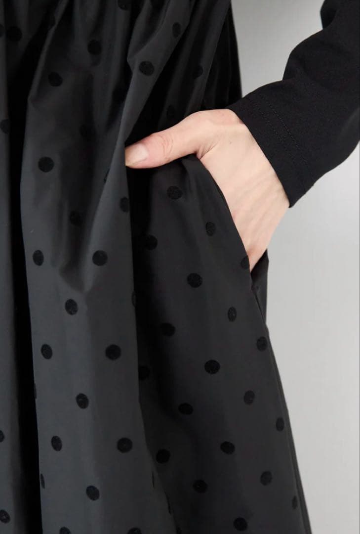 PLUS OTO.HA フロッキードット切替ワンピース