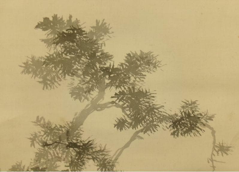 日本画家 尾竹竹坡『虎渓三笑図』掛け軸　尺8　絹本 直筆保証