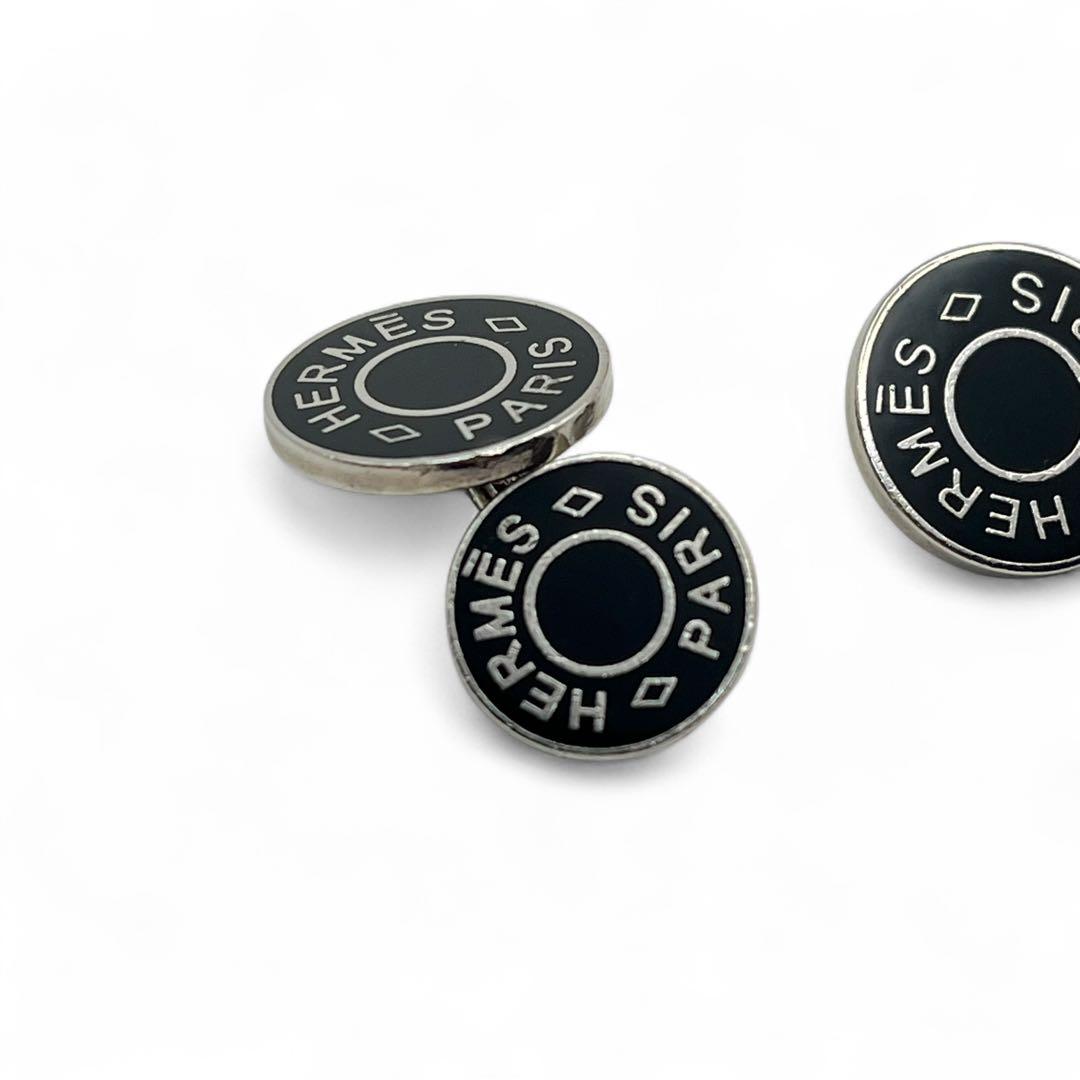 美品　エルメス　カフス　カフリンクス　セリエ　箱付き　ブラック×シルバー