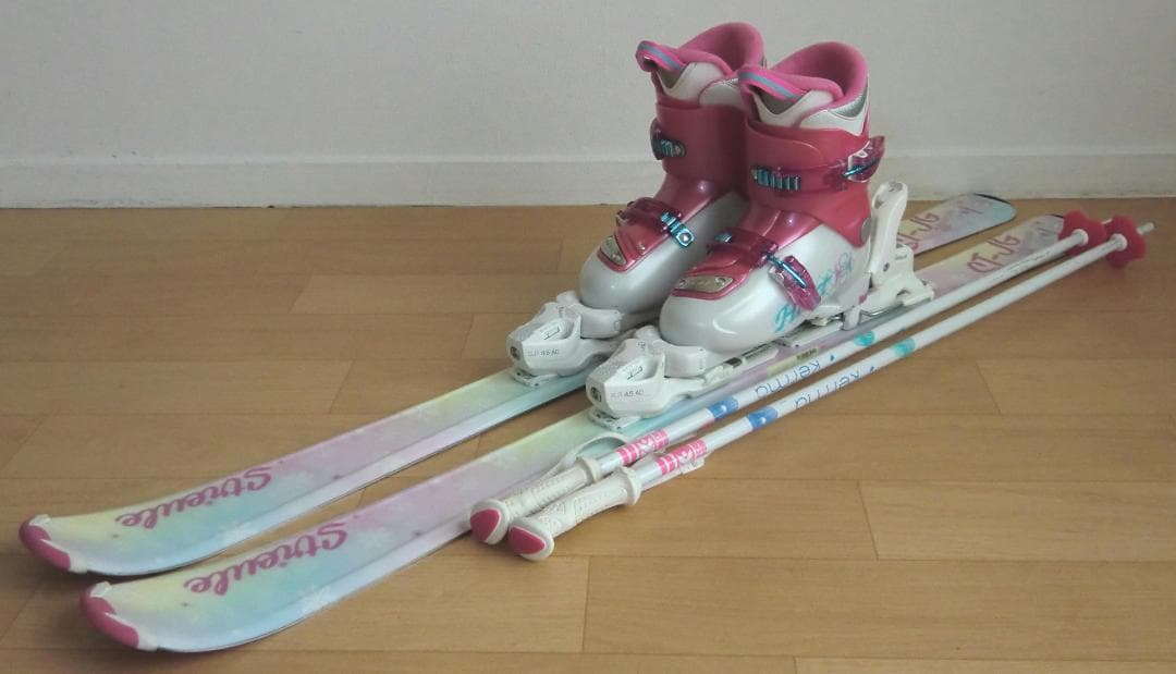 ■■12月・1月限定■送料無料■子供用スキーフルセット■120/22■WAX済■