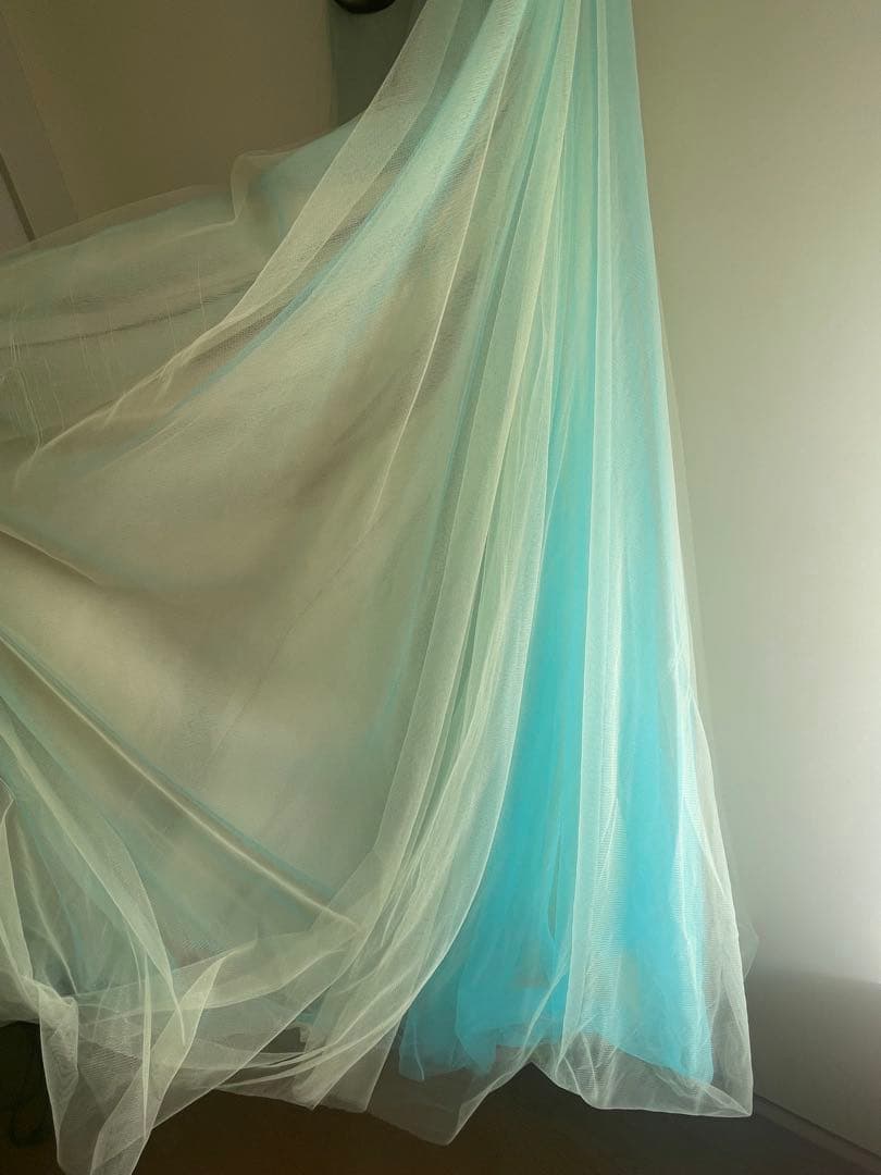 オーロラミントグリーン ビジューコンサート演奏会ウェディングドレス7層構造