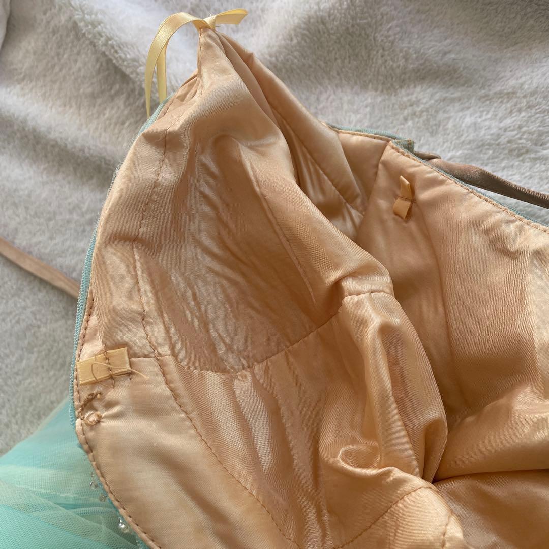 オーロラミントグリーン ビジューコンサート演奏会ウェディングドレス7層構造