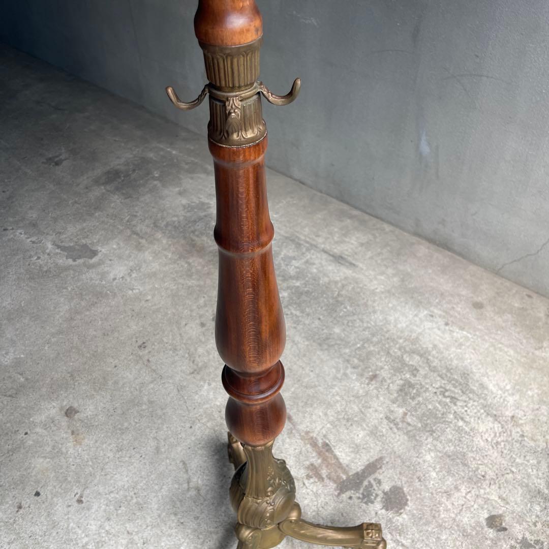 イタリア製 ハンガーポール ハンガーラック 輸入家具 チーク真鍮 ゴールド