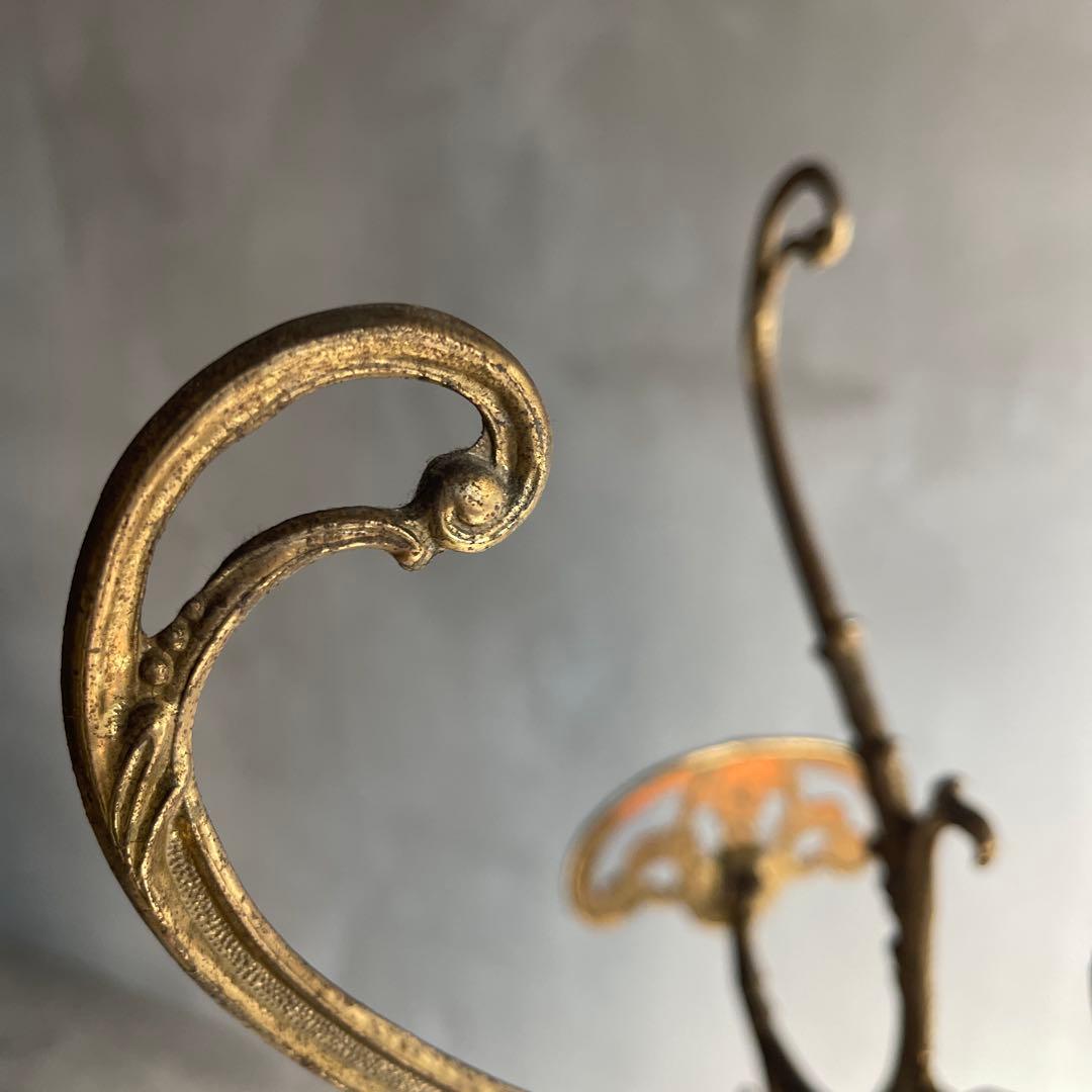 イタリア製 ハンガーポール ハンガーラック 輸入家具 チーク真鍮 ゴールド