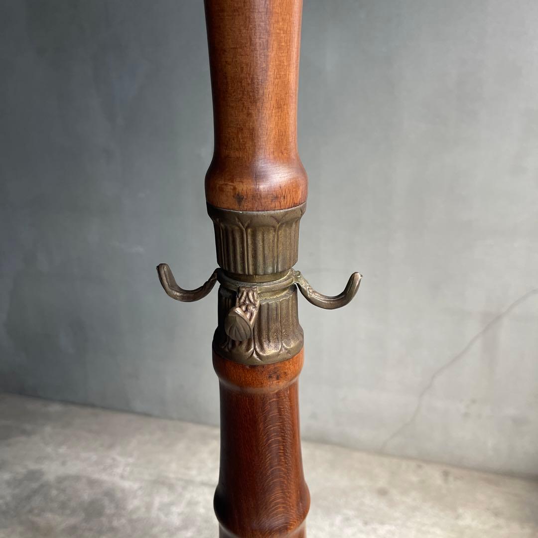 イタリア製 ハンガーポール ハンガーラック 輸入家具 チーク真鍮 ゴールド