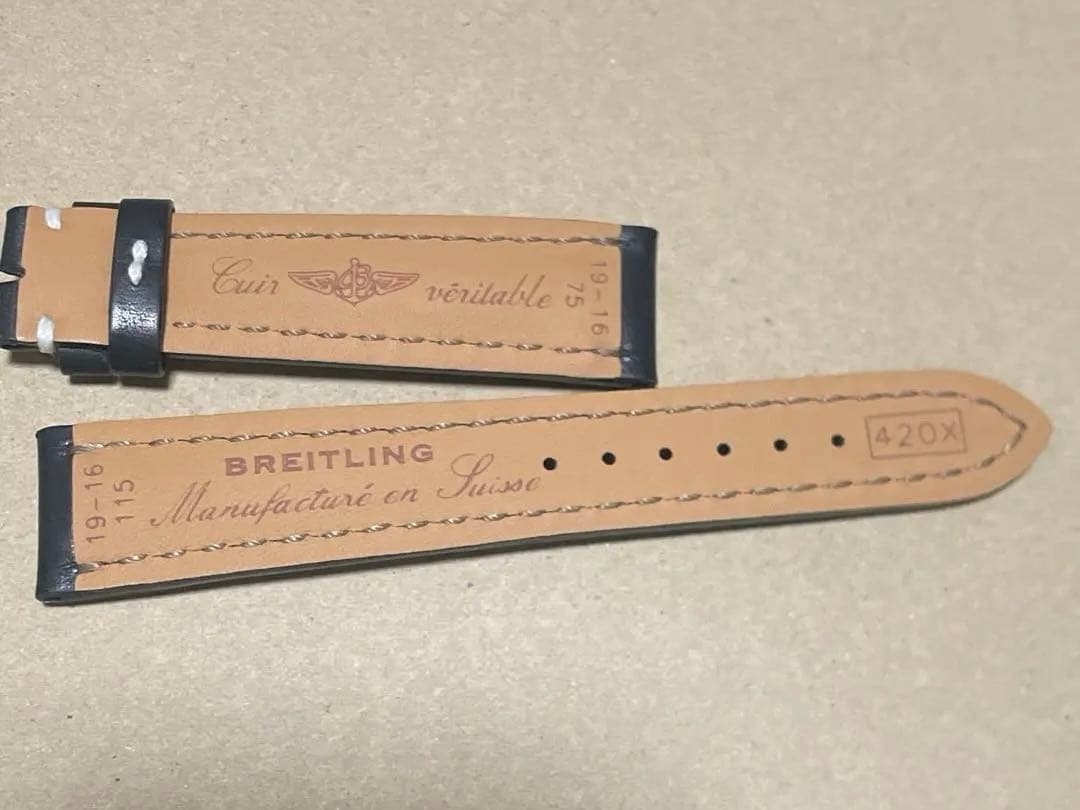 ブライトリング　皮ベルト　19-16 黒　ラスト