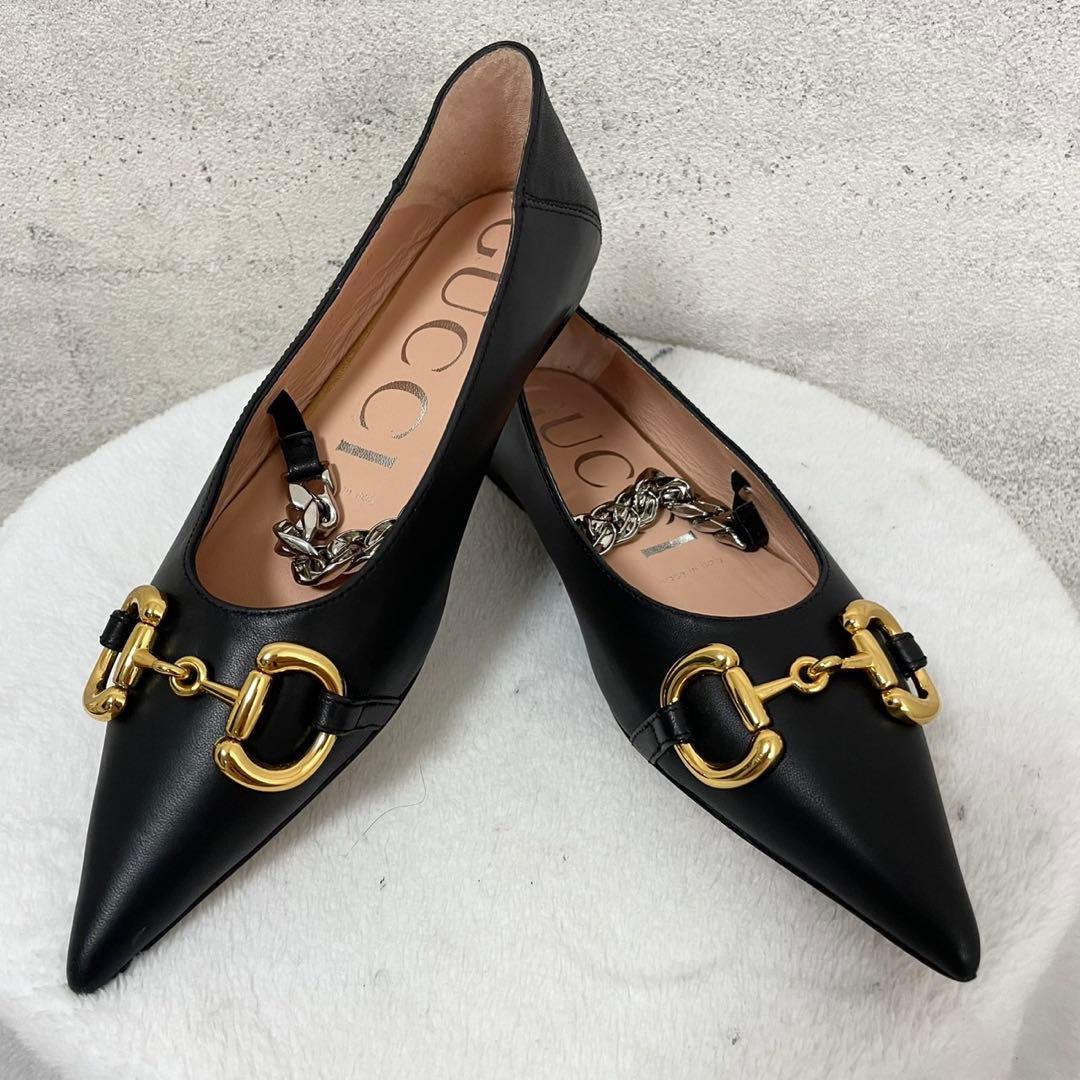 【新品】GUCCI グッチ　フラットシューズ　革靴　ホースビット