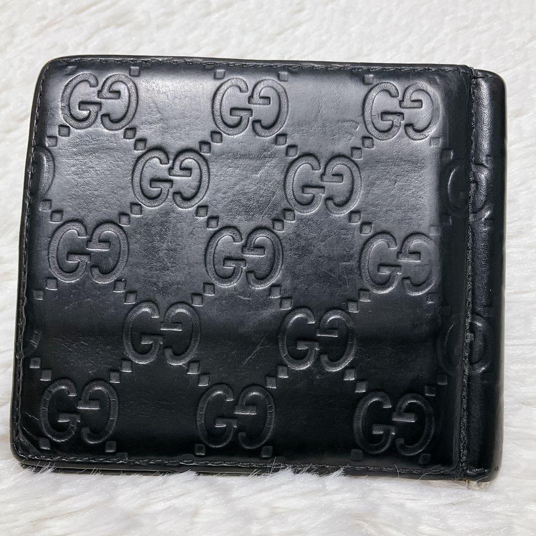 ⭐︎希少⭐︎グッチ マネークリップ 札入れ 財布 シマレザー GG柄 ブラック ロゴ