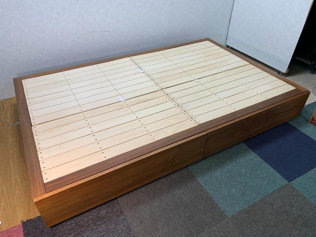 ☆943 無印 ウォールナット ベッドフレーム セミダブル 地域限定組立送料無料