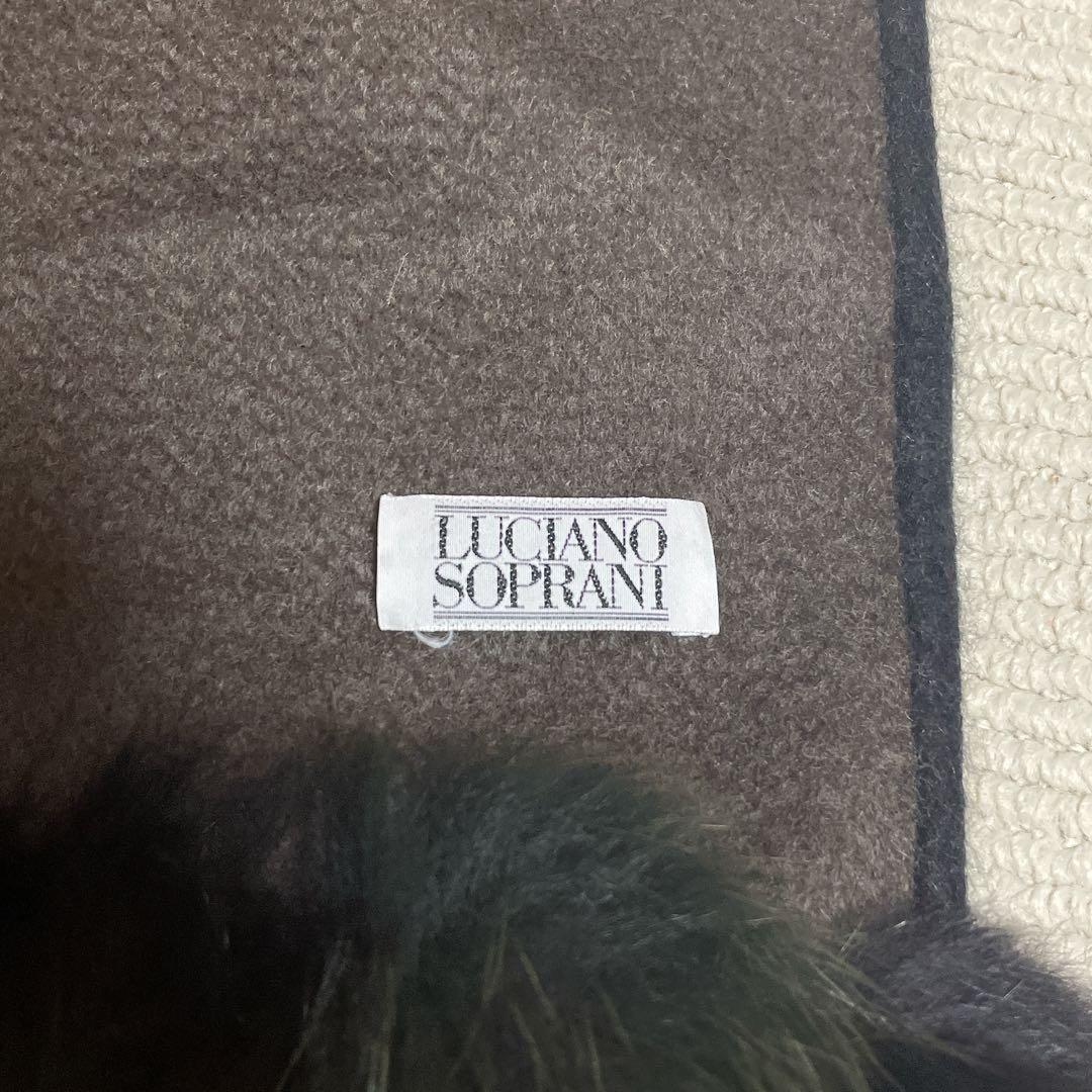 【美品】ルチアーノソプラーニ リアルファーメルトンケープコート ブラック 秋冬