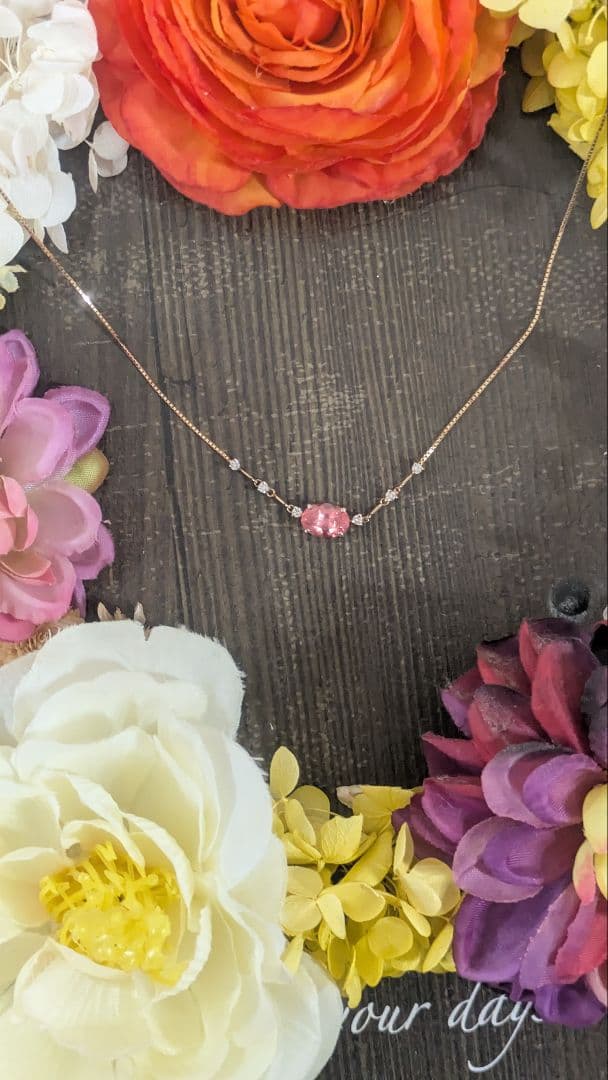 天然ロードクロサイト　 (インカローズ) オーバルミックス カット ネックレス