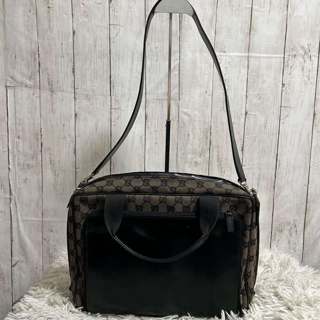 GUCCI GGキャンバス レザー　ビジネスバッグ トートバッグ　ハンドバッグ
