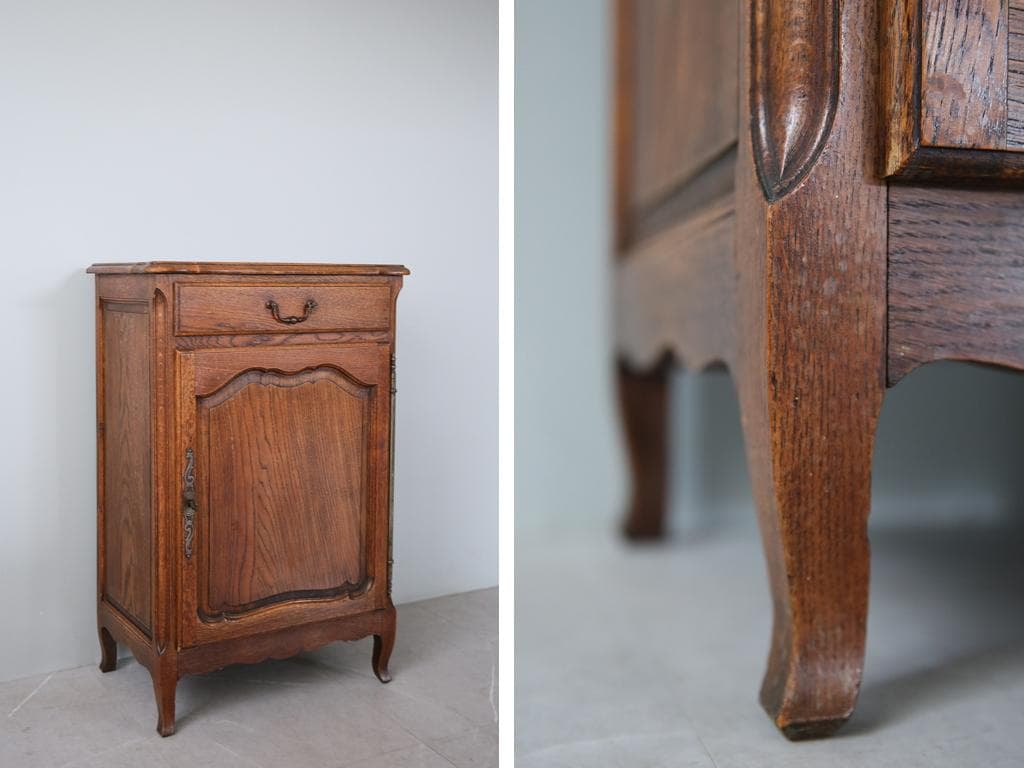 フランスアンティーク猫脚カップボード/木製サイドボード/キャビネット(90-7)