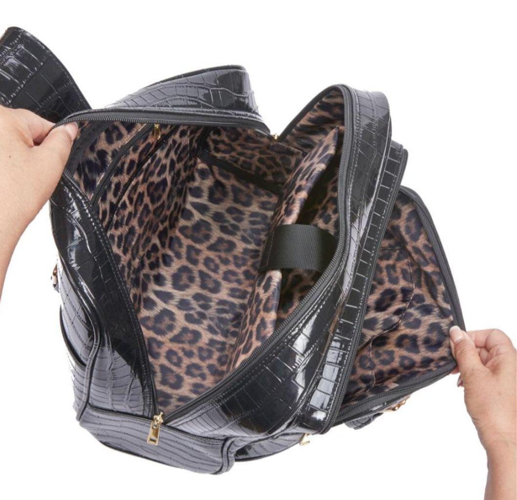 MELUCO様　Macolina　クロコ型押しキャリーバッグ　ブラック　ほぼ新品