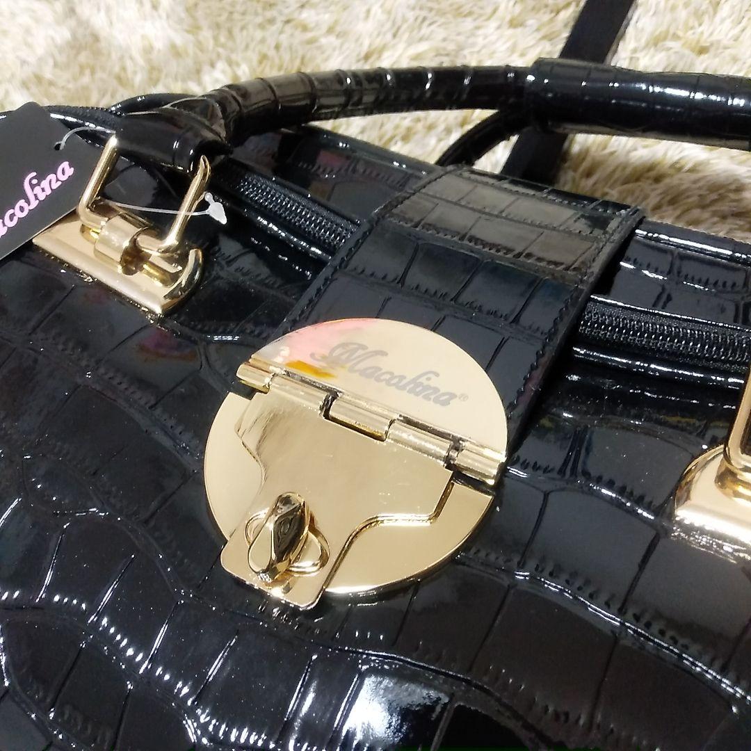 MELUCO様　Macolina　クロコ型押しキャリーバッグ　ブラック　ほぼ新品