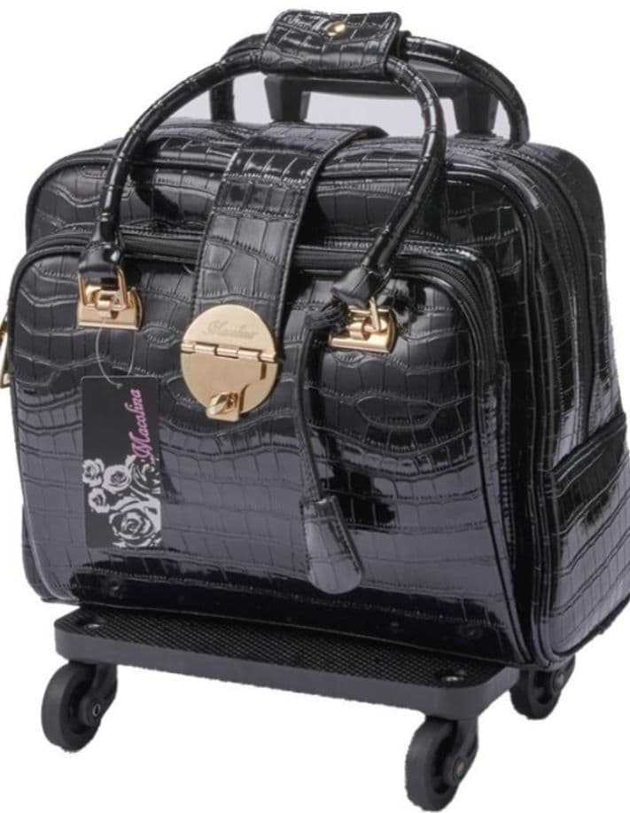 MELUCO様　Macolina　クロコ型押しキャリーバッグ　ブラック　ほぼ新品