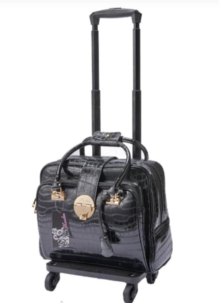 MELUCO様　Macolina　クロコ型押しキャリーバッグ　ブラック　ほぼ新品