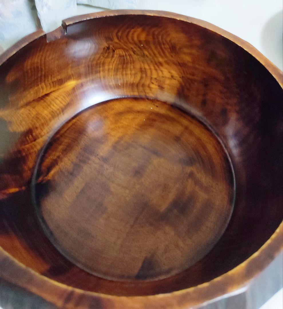 おひつ 天然木くり抜き 漆塗り 亀甲彫 和食器 お櫃 重箱 蓋付 24cm