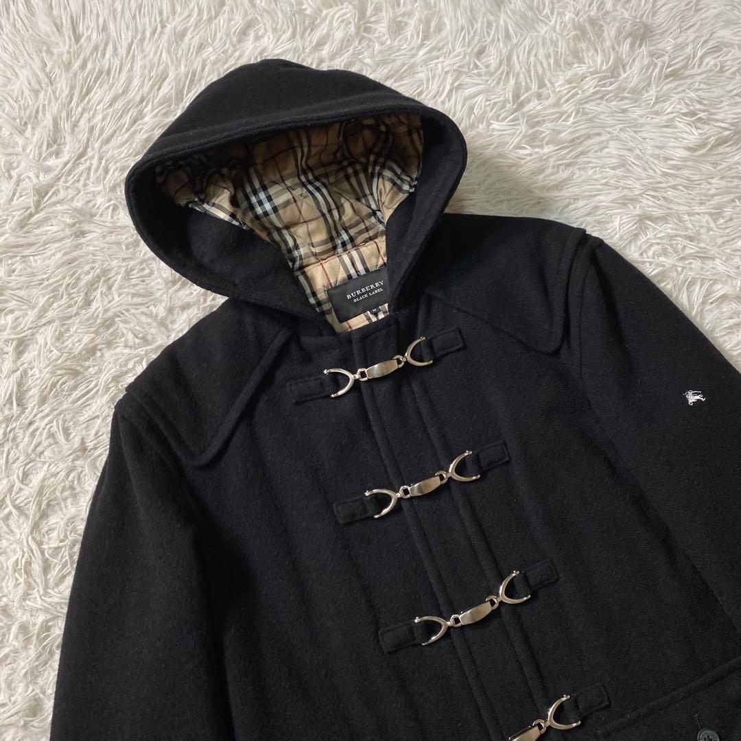 美品】バーバリーブラックレーベル　ダッフルコート　金具　ノバチェック　ナイトロゴ