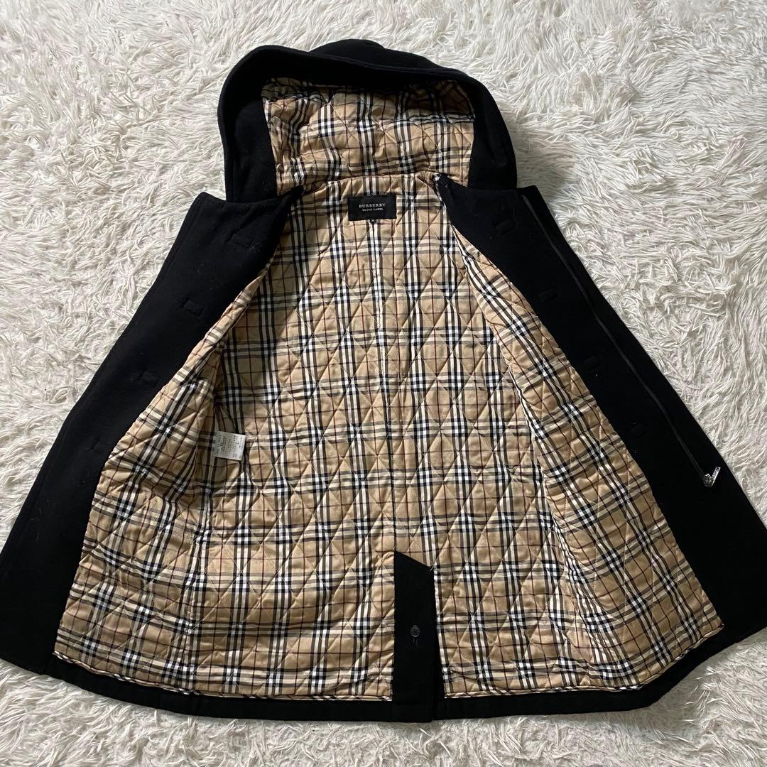 美品】バーバリーブラックレーベル　ダッフルコート　金具　ノバチェック　ナイトロゴ