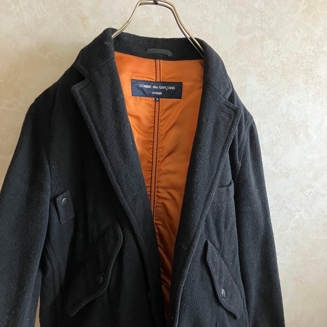 00's コムデギャルソン オム ウール中綿ジャケット 黒 L ミリタリー