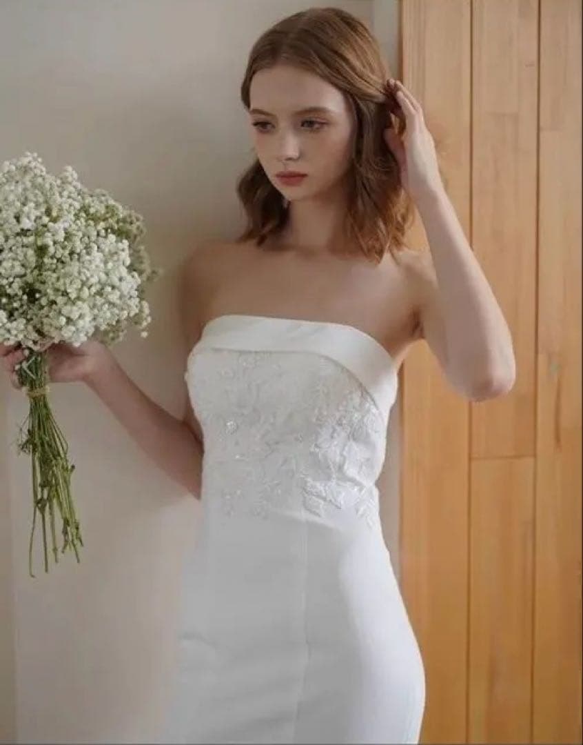 ベアトップ ウェディングドレス 結婚式 マーメイド