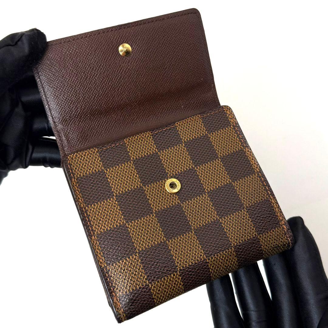 美品 ルイヴィトン ダミエ エベヌ ポルトモネ ビエ カルトクレディ 財布 W