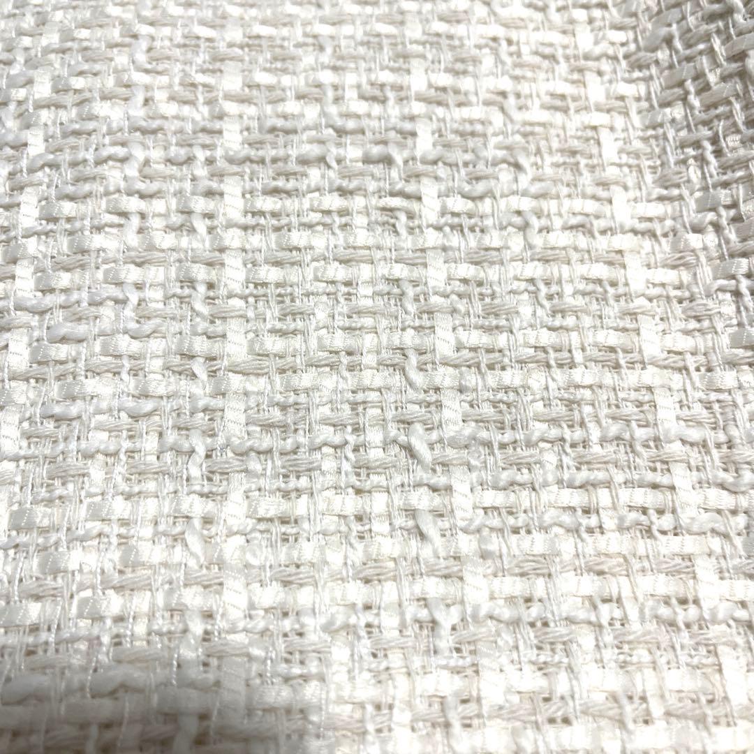 美品‼️ピュアルセシンアイボリー ノーカラーツイードジャケット