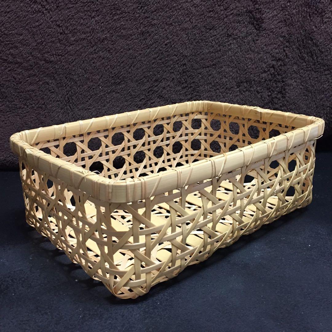 2個 八つ目編み 竹かご A4サイズ対応