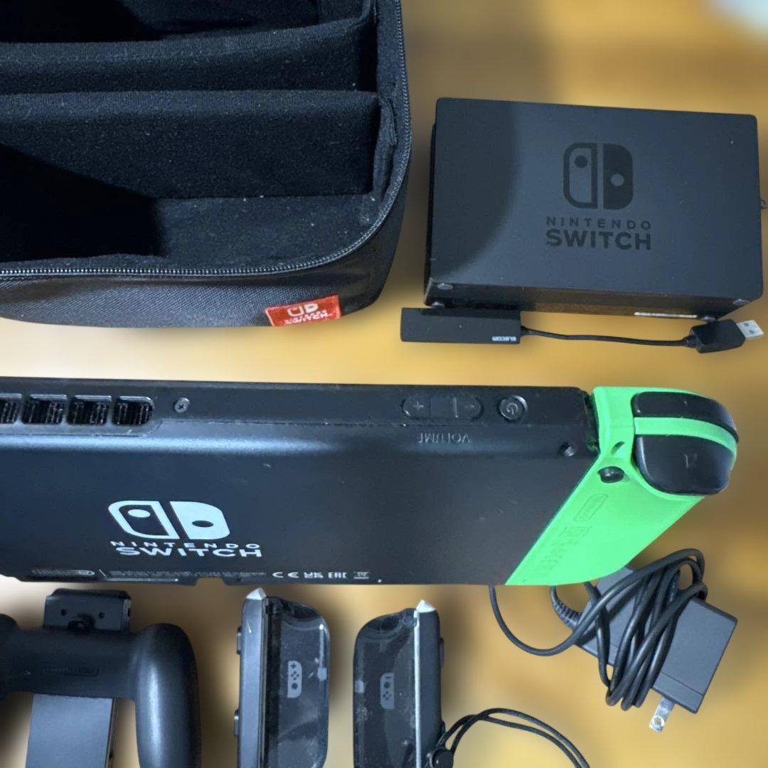 Nintendo Switch グリーン/ピンク 本体中古品 周辺機器オマケ多数