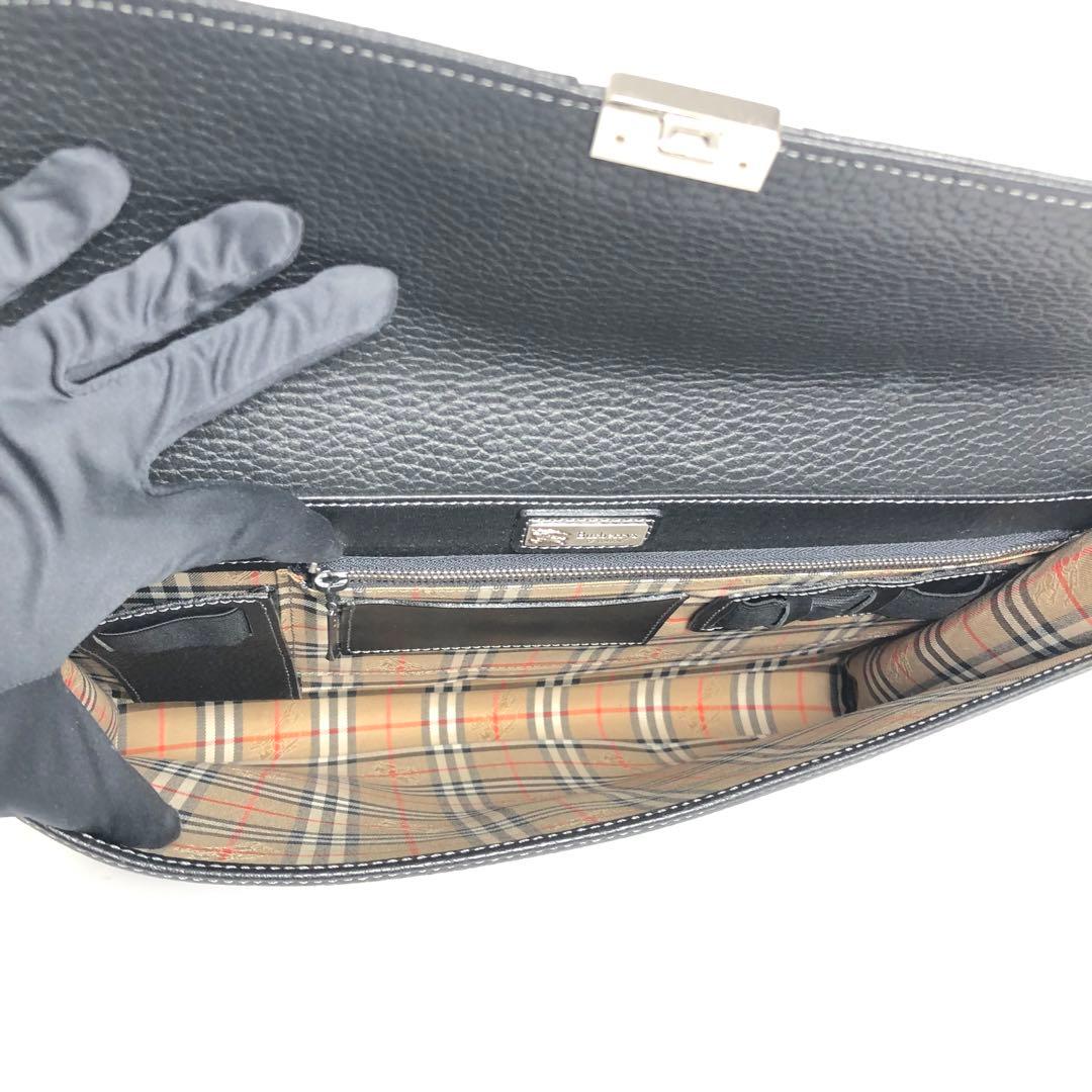Burberrys バーバリー セカンドバッグ クラッチバッグ レザー ブラック