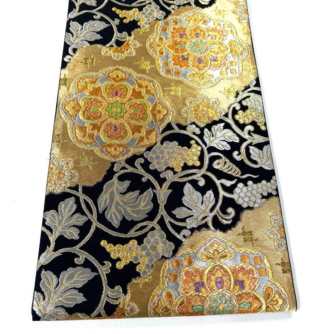 専用帯6128 ●服部織物謹製 高級 正絹 六通 袋帯 華文 花文