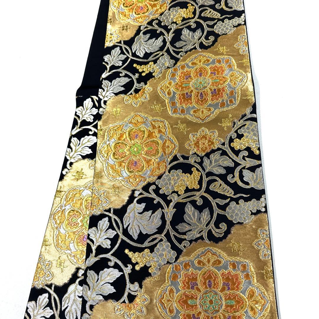 専用帯6128 ●服部織物謹製 高級 正絹 六通 袋帯 華文 花文