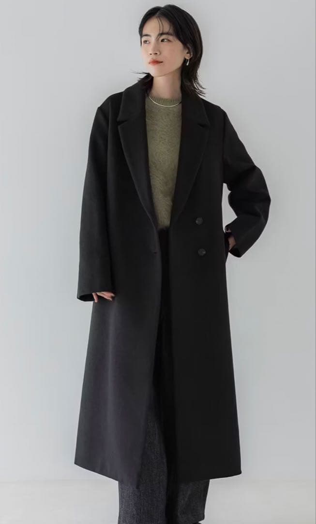 【未使用品】crewre ウールロングコート　size3 ブラック