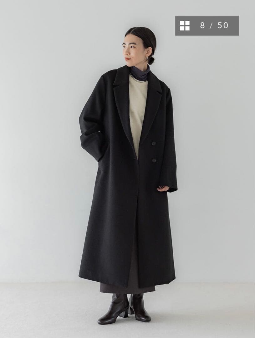 【未使用品】crewre ウールロングコート　size3 ブラック