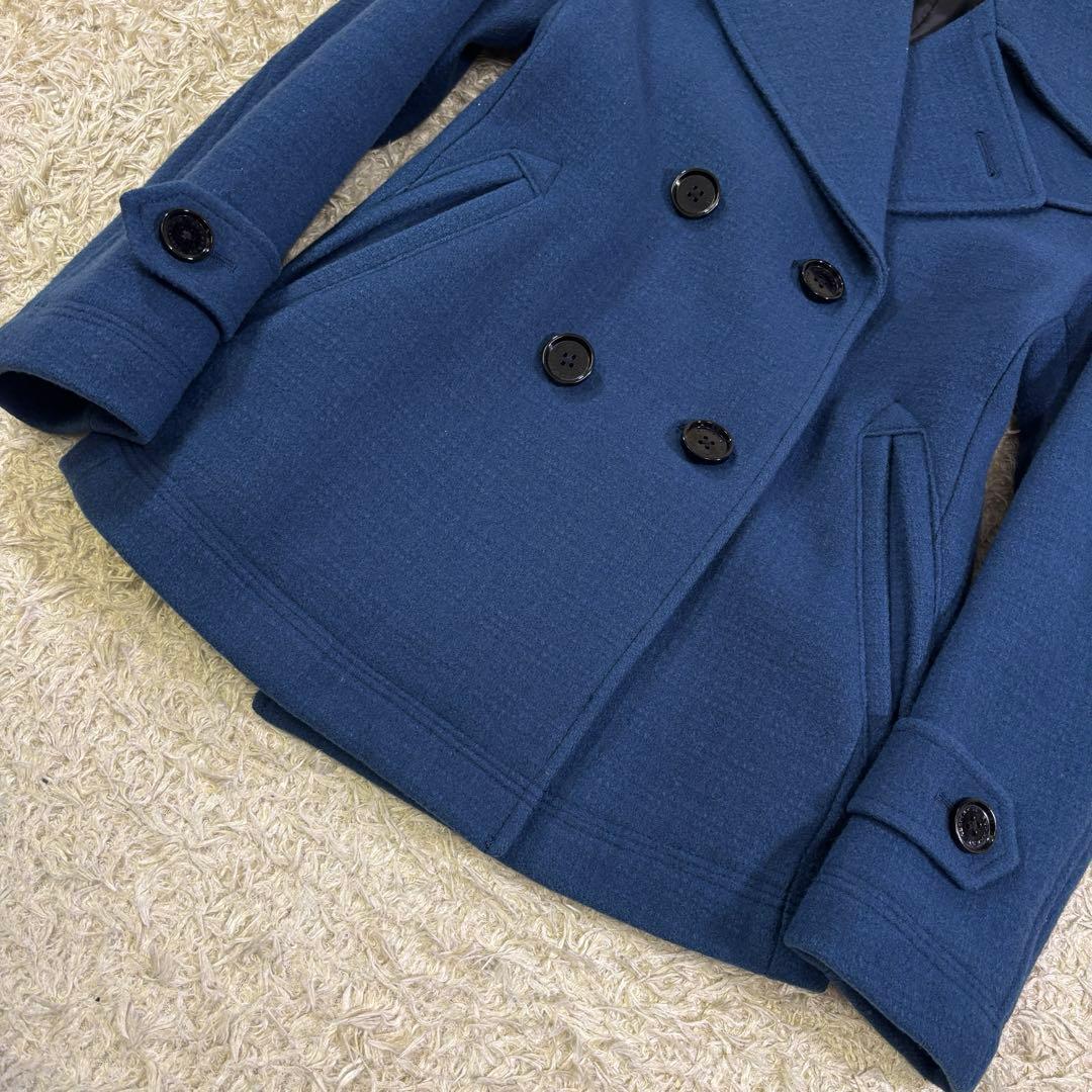 バーバリー　ブラックレーベル　ウール　Pコート　青　ダブル