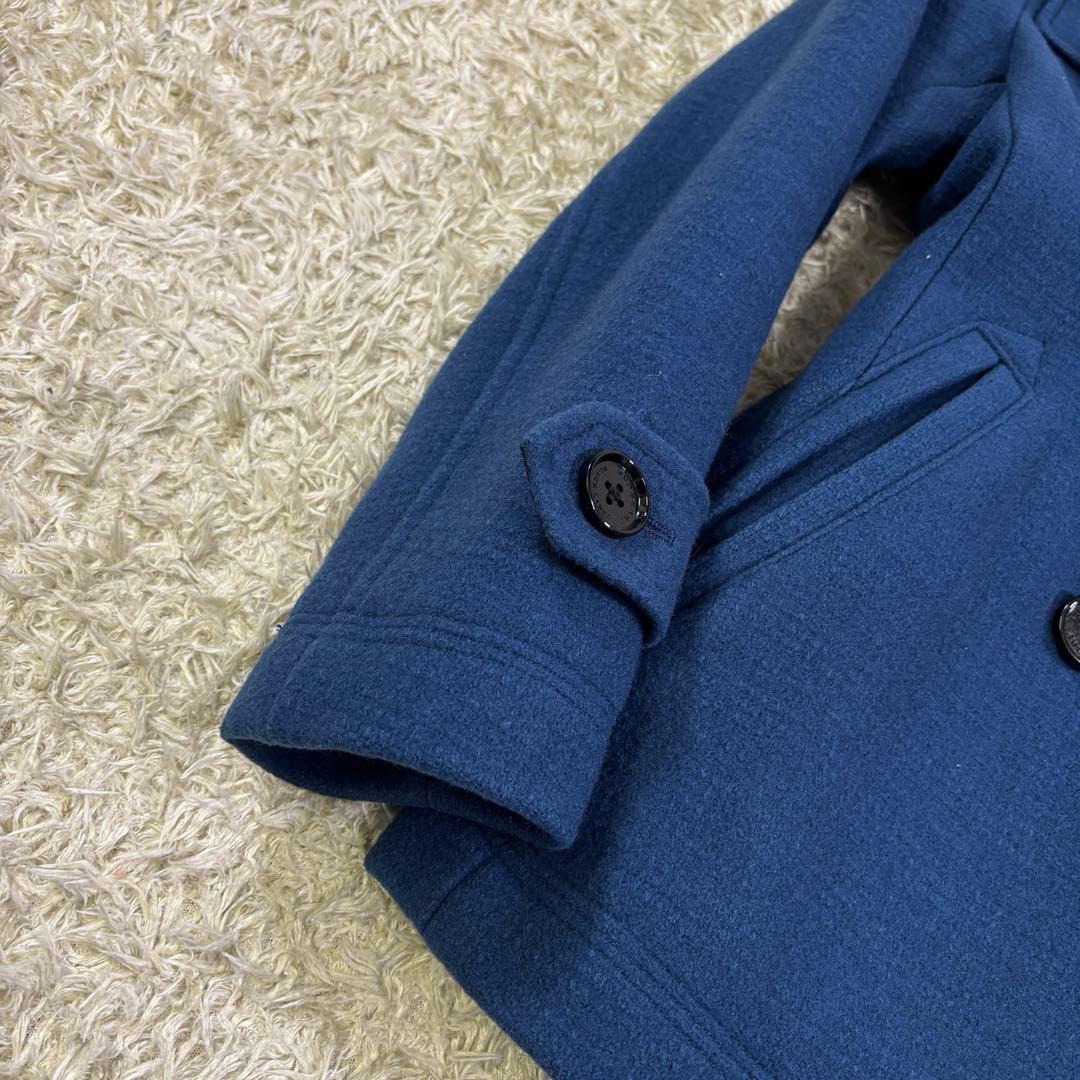 バーバリー　ブラックレーベル　ウール　Pコート　青　ダブル